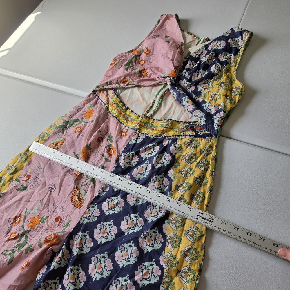 Floral Patchwork Wide-Leg Jumpsuit in Pink, Navy & Yellow - Picture 10 of 14